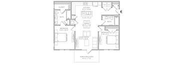 Beech Carriage 2 bed 2 bath Floor Plan at Waterleaf at Neely Ferry Apartments, Simpsonville, SC