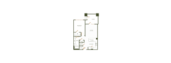 A floor plan of a house with a living room, dining room, kitchen, and bathroom.