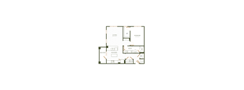A floor plan of a house with a living room, dining room, kitchen, bathroom, and bedroom.