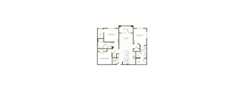 A floor plan of a house with labeled rooms such as Bedroom 2, Bathroom, Kitchen, Living Room, and Balcony.