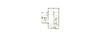 A floor plan of a house with a balcony, two bedrooms, a bathroom, a living room, a dining room, a kitchen, and a pantry.