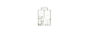 A floor plan of a house with a living room, dining room, kitchen, and bathroom.