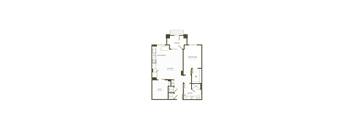 A floor plan of a house with a kitchen, living room, dining room, and bathroom.
