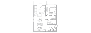 Magnolia 1 bed 1 bath Floor Plan at Waterleaf at Neely Ferry Apartments, Simpsonville, SC 29680