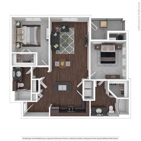 B2 Floor Plan at Legacy Flats, Texas