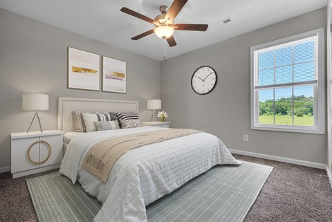 Bedroom with ceiling fan at Arrowood Farms, Clarksville, TN