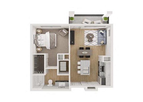 1 bed 1 bath floor plan A at Legacy at Cibolo, Boerne, TX