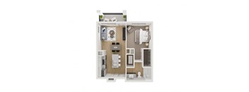1Bed 1Bath Floor Plan at Legacy at Cibolo, Boerne, TX, 78006