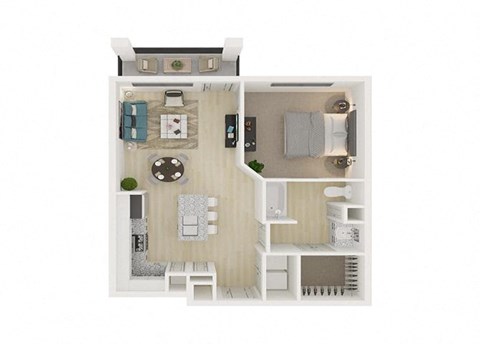1 bed 1 bath floor plan E at Legacy at Cibolo, Boerne, TX, 78006