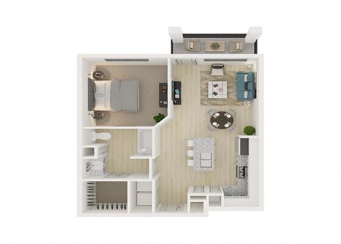 1 bed 1 bath floor plan C at Legacy at Cibolo, Texas