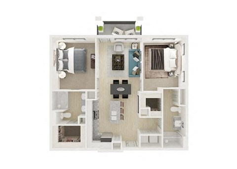 2 bed 2 bath floor plan C at Legacy at Cibolo, Texas