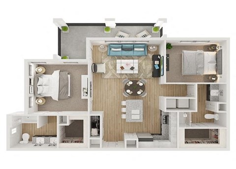 2 bed 2 bath floor plan A at Legacy at Cibolo, Boerne, TX