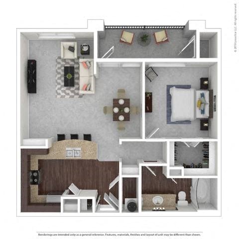 1 bed 1 bath A at Platinum Castle Hills, Lewisville