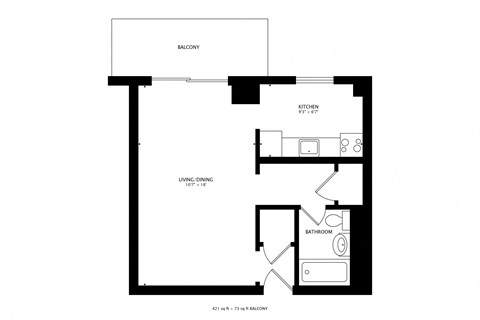 a floor plan of a house with a bedroom and a living room