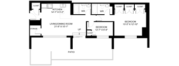 A black and white image of a floor plan for a house.