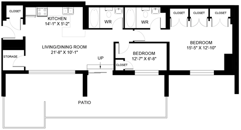 A black and white image of a floor plan for a house.
