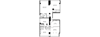 A black and white image of a floor plan for a house.