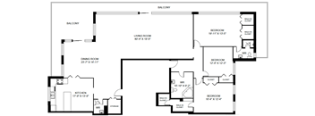 A black and white image of a floor plan for a home.