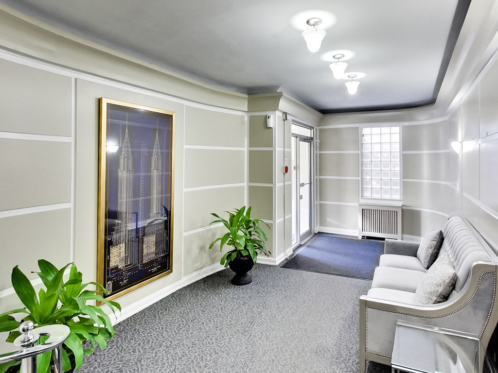 a living room with a couch and a table