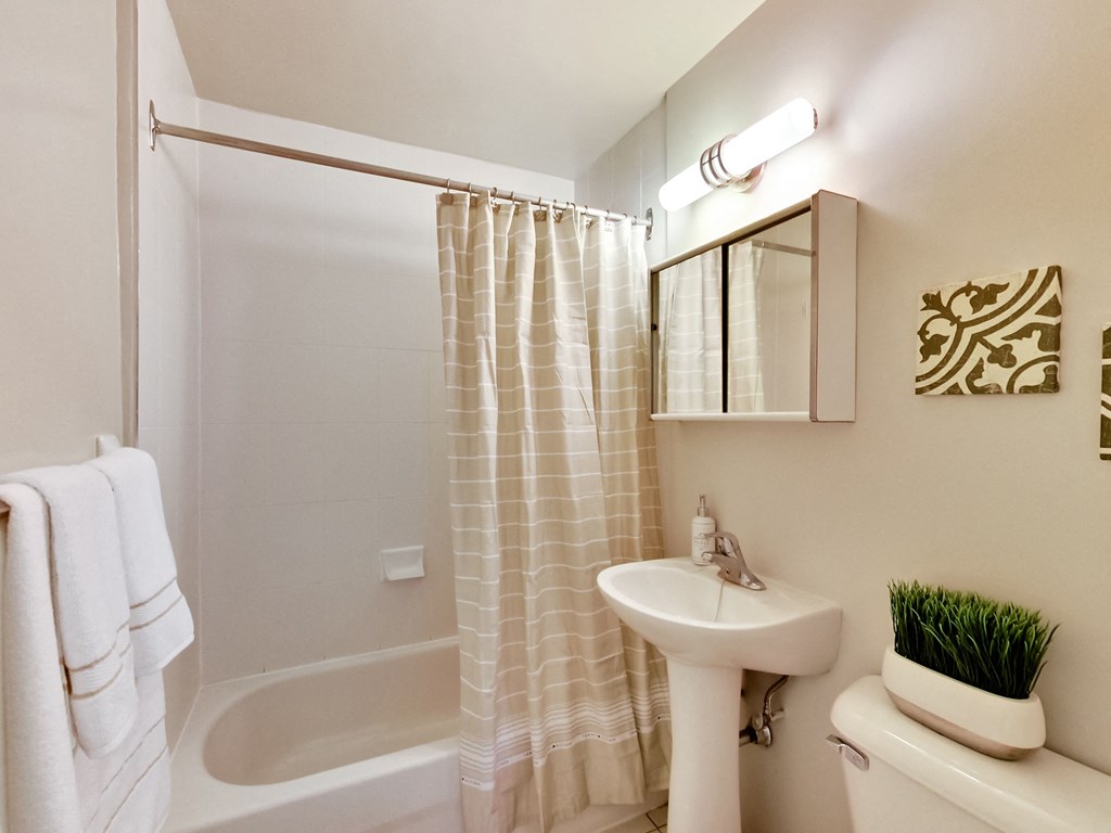 a bathroom with a shower and a sink and a toilet