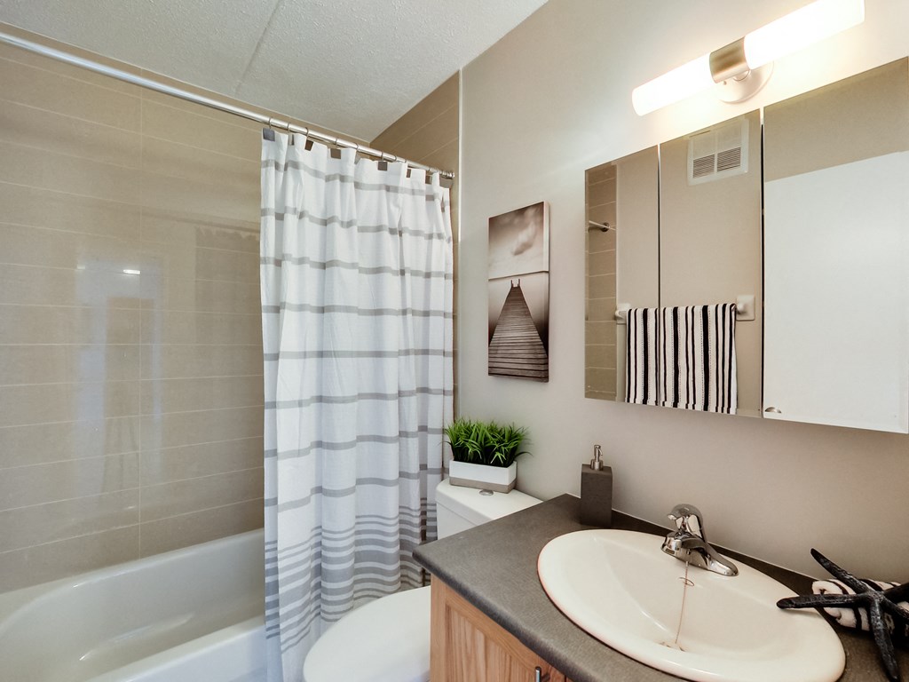 the preserve at ballantyne commons apartment bathroom with sink shower and bath tub