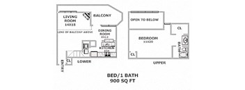a floor plan of a small house with bedrooms and baths