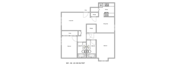 a floor plan of a modern apartment with a bedroom and a living room