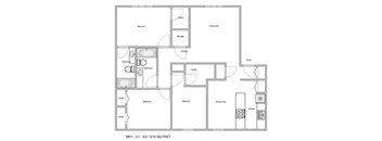 a typical floor plan of a 1 bedroom apartment
