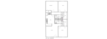 a floor plan of a residence with a bedroom and a living room
