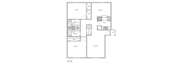 a floor plan of a house with a bedroom and a living room