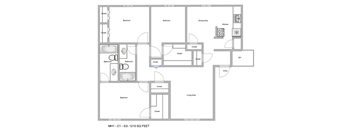 a typical floor plan of a 1 bedroom apartment