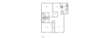 a floor plan of a studio apartment with a bedroom and a living room