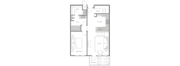 a floor plan of a small apartment with a bathroom and a living room