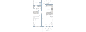 a floor plan of a small apartment with a bedroom and a living room