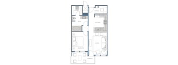 a floor plan of a house with a courtyard and a swimming pool