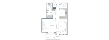 the floor plan of a small house with a bathroom and a kitchen