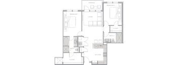 a floor plan of a bedroom apartment