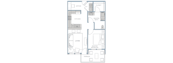 a floor plan of a small apartment with a bedroom and a living room