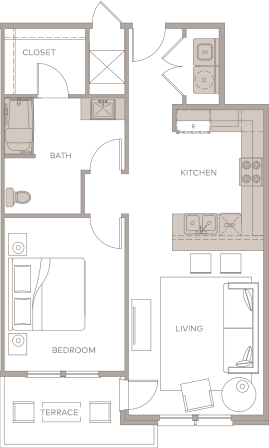 a floor plan of a house with bedrooms and a living room