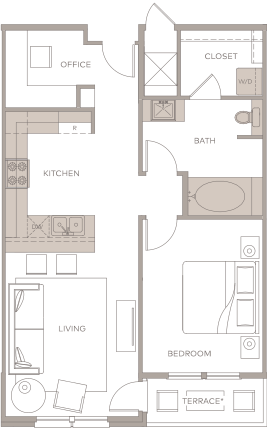 a floor plan of a house with bedrooms and a living room