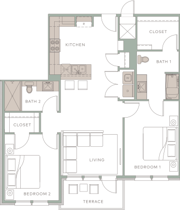 a floor plan of a house with bedrooms and baths and a staircase