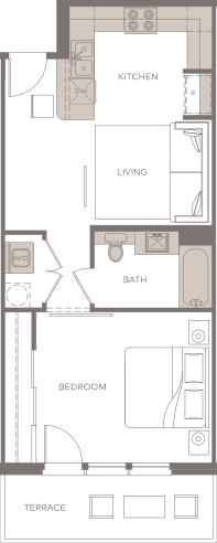 a floor plan of a small house with a bedroom and a living room