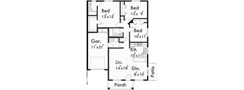 a floor plan of a house with two bedrooms and a bathroom