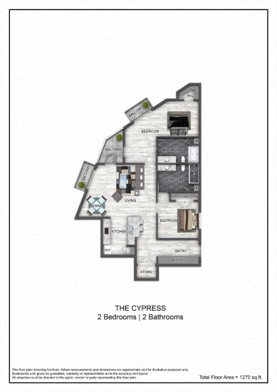the cypress floor plan  2 bedroom  2 baths