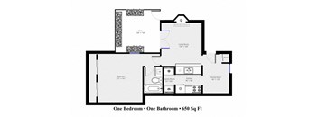a floor plan of a one bedroom unit with a bathroom and a loft