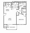1 bedroom apartment; Yorktown apartments 1A Floor Plan