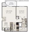 1 bedroom apartment in Raleigh A1 Floorplan