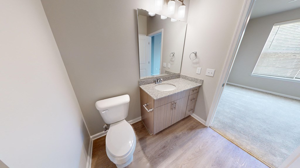 a bathroom with a toilet and a sink and a mirror