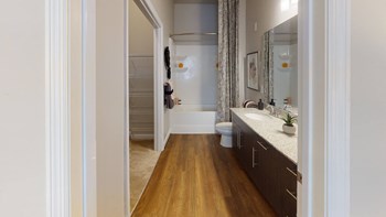 Bathroom with sink, toilet, shower and tub; walk-in closet - Photo Gallery 35