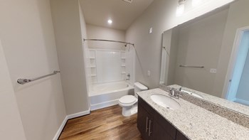 Bathroom with sink, toilet, shower and tub - Photo Gallery 44